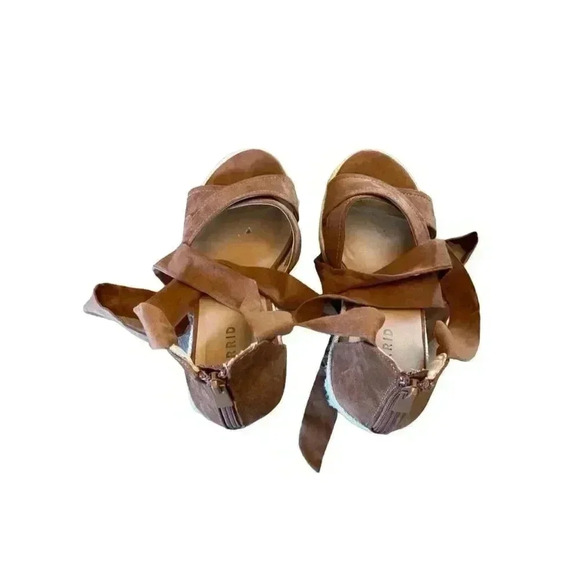 Torrid Suede Brown Lace-Up Espadrille Wedge Sandals Size 9WW - Picture 8 of 10